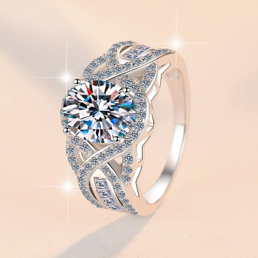 Selling Moissanite 925 Sterling Silver Ring D Color VVS 2 Carat Oval Diamond Finger Band GRA Certified Fashion Jewelry