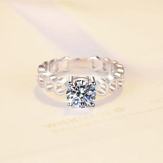 Wedding Moissanite Ring D Color VVS1 1Carat Brilliant Diamond Engagement Band 925 Sterling Silver Rings for Women